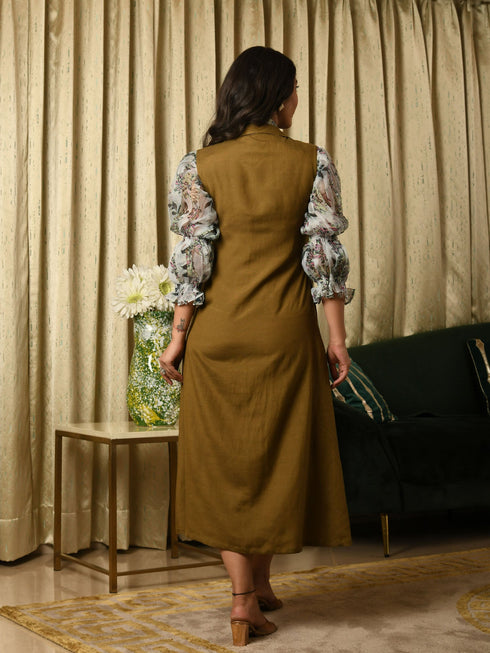 AAHELI LIVVY FLORAL SHIRT & OLIVE TUNIC SET AAHELI LIVVY FLORAL SHIRT & OLIVE TUNIC SET