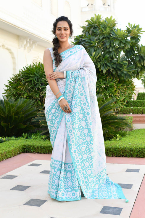 AAHELI GARGI FLORAL COTTON BATIK SAREE AAHELI GARGI FLORAL COTTON BATIK SAREE