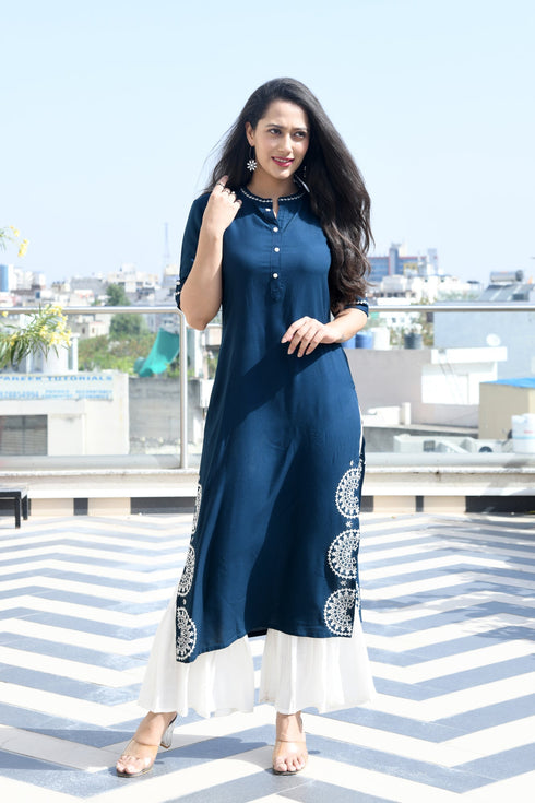 AAHELI SAPPHIRE KURTA & SHARARA SET AAHELI SAPPHIRE KURTA & SHARARA SET