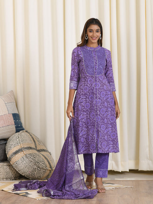 MULMUL AARYA BLOCK PRINTED KURTA-PANTS & DUPATTA SET MULMUL AARYA BLOCK PRINTED KURTA-PANTS & DUPATTA SET