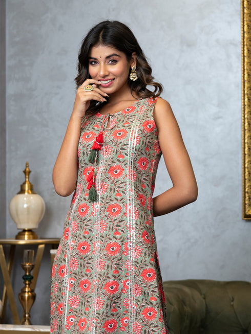 AAHELI AANYA FLORAL PRINTED KURTI & SHARARA SET AAHELI AANYA FLORAL PRINTED KURTI & SHARARA SET