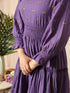 AAHELI RADIANT MEADOWS PURPLE COTTON KANTHA TIERED DRESS AAHELI RADIANT MEADOWS PURPLE COTTON KANTHA TIERED DRESS