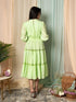 AAHELI RADIANT MEADOWS PASTEL GREEN COTTON KANTHA TIERED DRESS AAHELI RADIANT MEADOWS PASTEL GREEN COTTON KANTHA TIERED DRESS