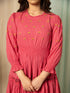 AAHELI RADIANT MEADOWS CERISE PINK COTTON KANTHA TIERED DRESS AAHELI RADIANT MEADOWS CERISE PINK COTTON KANTHA TIERED DRESS