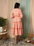 AAHELI RADIANT MEADOWS PEACH COTTON KANTHA TIERED DRESS AAHELI RADIANT MEADOWS PEACH COTTON KANTHA TIERED DRESS