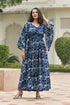 AAHELI FLORAL NAVY-BLUE PRINTED FLARED DRESS AAHELI FLORAL NAVY-BLUE PRINTED FLARED DRESS