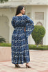 AAHELI FLORAL NAVY-BLUE PRINTED FLARED DRESS AAHELI FLORAL NAVY-BLUE PRINTED FLARED DRESS