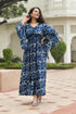 AAHELI FLORAL NAVY-BLUE PRINTED FLARED DRESS AAHELI FLORAL NAVY-BLUE PRINTED FLARED DRESS