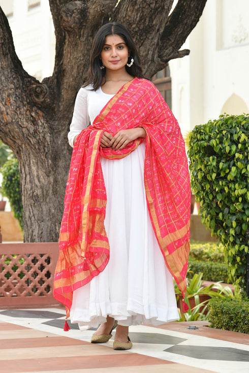 AAHELI PINK LEMONADE BANDHANI DUPATTA AAHELI PINK LEMONADE BANDHANI DUPATTA