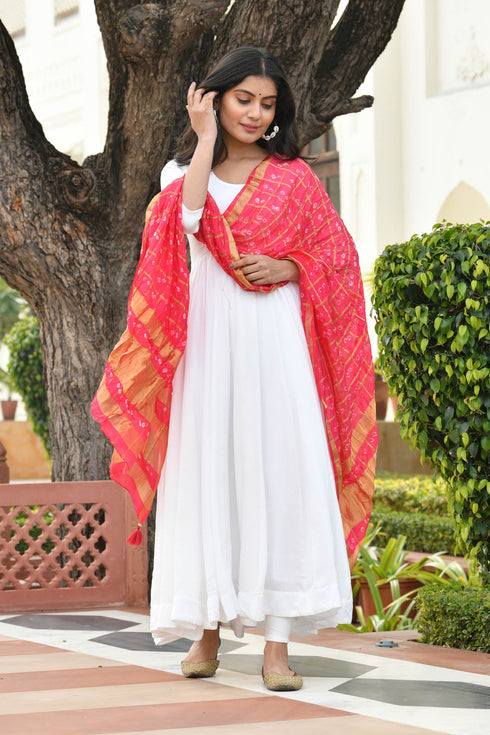 AAHELI PINK LEMONADE BANDHANI DUPATTA AAHELI PINK LEMONADE BANDHANI DUPATTA