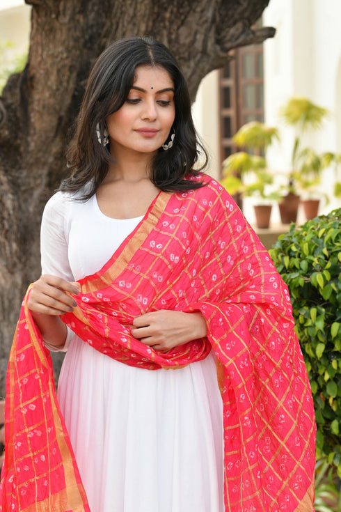 AAHELI PINK LEMONADE BANDHANI DUPATTA AAHELI PINK LEMONADE BANDHANI DUPATTA