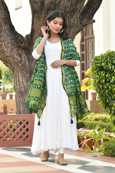 AAHELI FAIRWAY GREEN BANDHANI DUPATTA AAHELI FAIRWAY GREEN BANDHANI DUPATTA