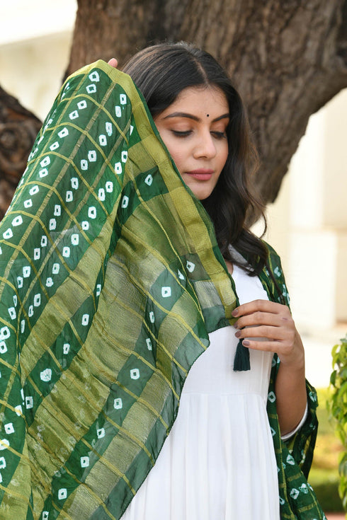 AAHELI FAIRWAY GREEN BANDHANI DUPATTA AAHELI FAIRWAY GREEN BANDHANI DUPATTA
