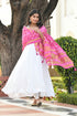 AAHELI MORNING GLORY PINK BANDHANI DUPATTA AAHELI MORNING GLORY PINK BANDHANI DUPATTA