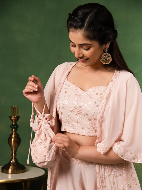 MULMUL BLUSH PINK SEQUIN EMBROIDERED CO-ORD SET MULMUL BLUSH PINK SEQUIN EMBROIDERED CO-ORD SET