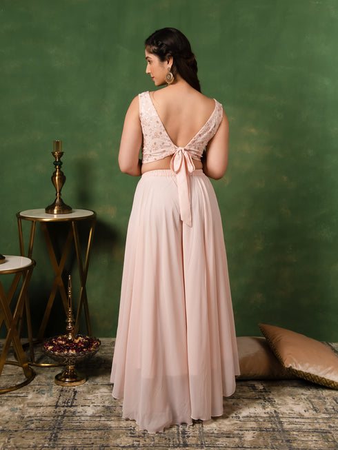 MULMUL BLUSH PINK SEQUIN EMBROIDERED CO-ORD SET MULMUL BLUSH PINK SEQUIN EMBROIDERED CO-ORD SET