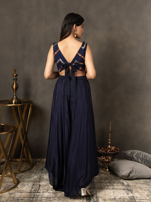 MULMUL NAVY BLUE SEQUIN EMBROIDERED CO-ORD SET MULMUL NAVY BLUE SEQUIN EMBROIDERED CO-ORD SET