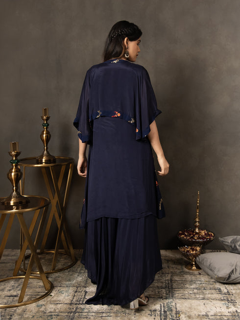 MULMUL NAVY BLUE SEQUIN EMBROIDERED CO-ORD SET MULMUL NAVY BLUE SEQUIN EMBROIDERED CO-ORD SET