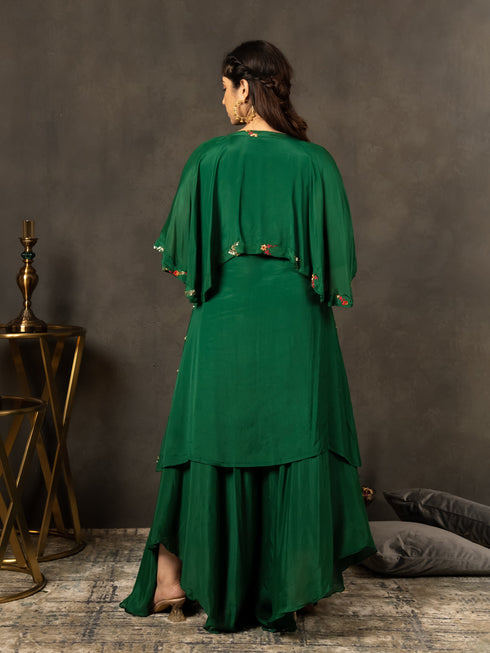MULMUL BOTTLE GREEN SEQUIN EMBROIDERED CO-ORD SET MULMUL BOTTLE GREEN SEQUIN EMBROIDERED CO-ORD SET