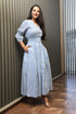 AAHELI BLUE PRINTED STRIPED COTTON COMFY DRESS AAHELI BLUE PRINTED STRIPED COTTON COMFY DRESS