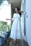 AAHELI OFF-WHITE COTTON KANTHA COMFY DRESS AAHELI OFF-WHITE COTTON KANTHA COMFY DRESS