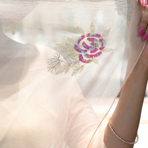 MULMUL ADINA SEQUIN-AARI WORK CHIFFON SAREE MULMUL ADINA SEQUIN-AARI WORK CHIFFON SAREE