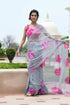 MULMUL ARISHA GREY-FUCHSIA BANDHANI CHIFFON SAREE MULMUL ARISHA GREY-FUCHSIA BANDHANI CHIFFON SAREE