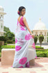 MULMUL ARISHA GREY-FUCHSIA BANDHANI CHIFFON SAREE MULMUL ARISHA GREY-FUCHSIA BANDHANI CHIFFON SAREE