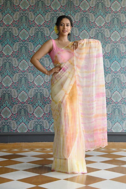 MULMUL SHIFA SHIBORI CHIFFON SAREE MULMUL SHIFA SHIBORI CHIFFON SAREE