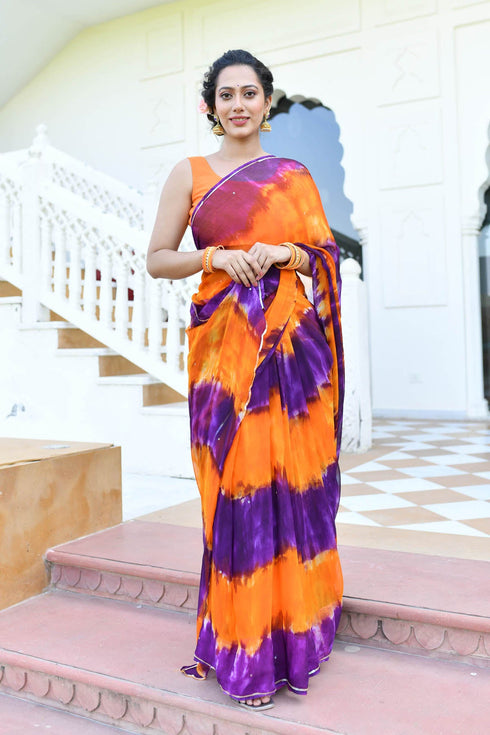MULMUL BIRD OF PARADISE CHIFFON SAREE MULMUL BIRD OF PARADISE CHIFFON SAREE