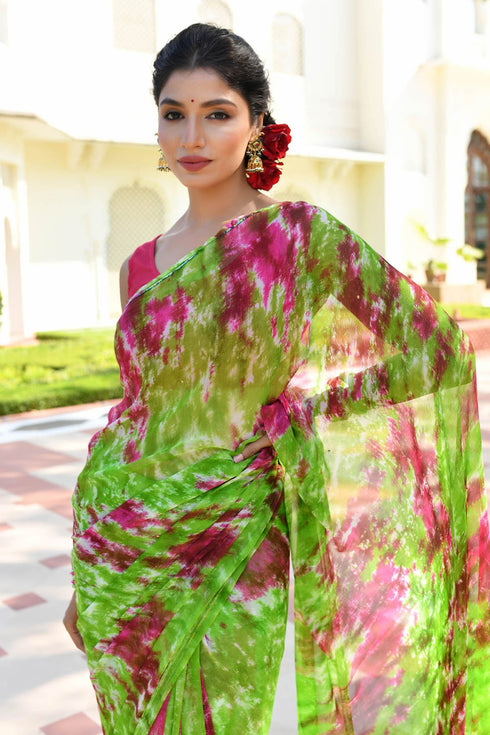 MULMUL BLAZING STARS CHIFFON SAREE MULMUL BLAZING STARS CHIFFON SAREE