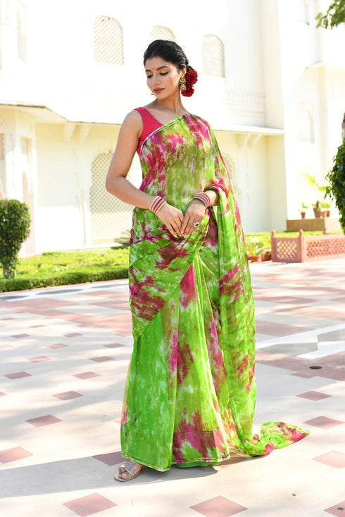 MULMUL BLAZING STARS CHIFFON SAREE MULMUL BLAZING STARS CHIFFON SAREE