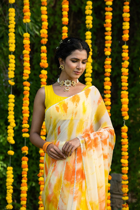 MULMUL CANNA LILY CHIFFON SAREE MULMUL CANNA LILY CHIFFON SAREE