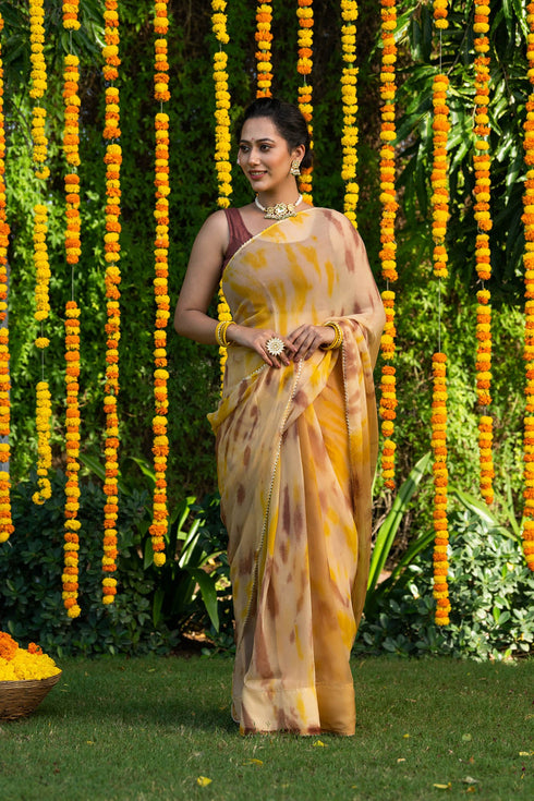 MULMUL DAYLILY CHIFFON SAREE MULMUL DAYLILY CHIFFON SAREE
