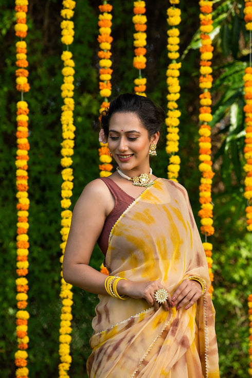 MULMUL DAYLILY CHIFFON SAREE MULMUL DAYLILY CHIFFON SAREE