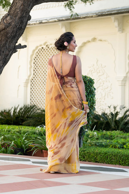 MULMUL DAYLILY CHIFFON SAREE MULMUL DAYLILY CHIFFON SAREE