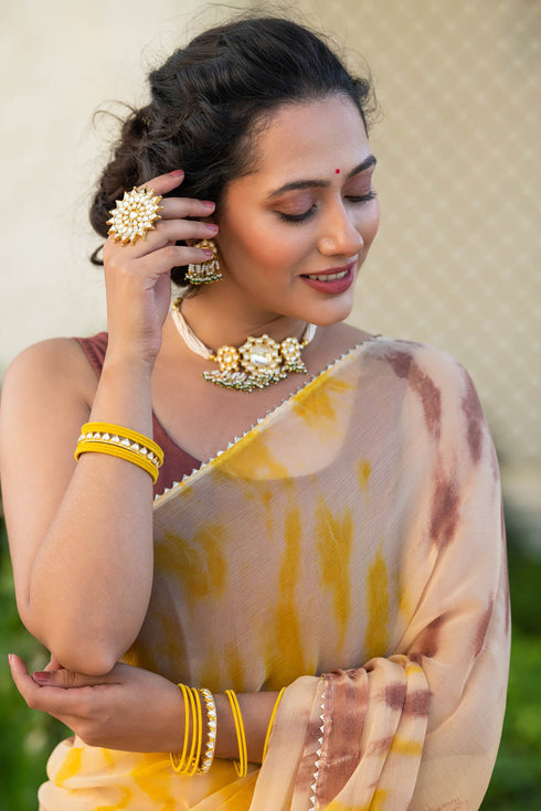 MULMUL DAYLILY CHIFFON SAREE MULMUL DAYLILY CHIFFON SAREE