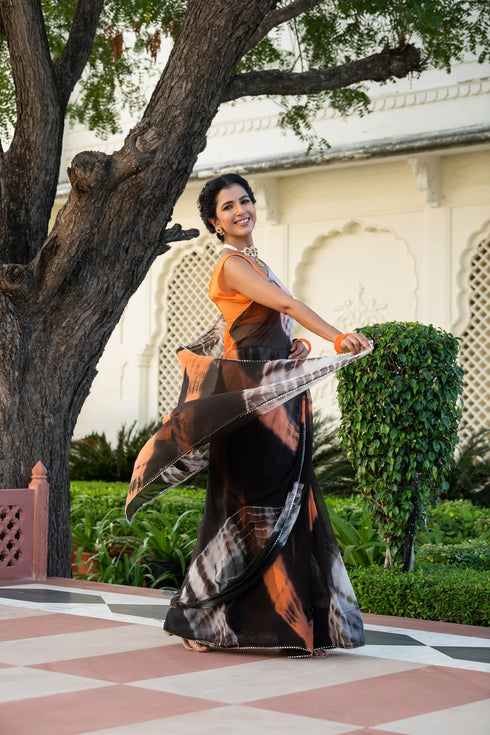 MULMUL DAHLIA CHIFFON SAREE MULMUL DAHLIA CHIFFON SAREE