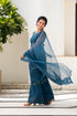 MULMUL BLUE-STAR CHIFFON SAREE MULMUL BLUE-STAR CHIFFON SAREE