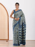 MULMUL FAIENCE BLOCK PRINTED MODAL SATIN SAREE MULMUL FAIENCE BLOCK PRINTED MODAL SATIN SAREE