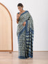 MULMUL FAIENCE BLOCK PRINTED MODAL SATIN SAREE MULMUL FAIENCE BLOCK PRINTED MODAL SATIN SAREE