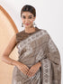 MULMUL TAUPE BLOCK PRINTED MODAL SATIN SAREE MULMUL TAUPE BLOCK PRINTED MODAL SATIN SAREE