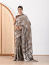 MULMUL TAUPE BLOCK PRINTED MODAL SATIN SAREE MULMUL TAUPE BLOCK PRINTED MODAL SATIN SAREE