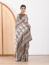 MULMUL TAUPE BLOCK PRINTED MODAL SATIN SAREE MULMUL TAUPE BLOCK PRINTED MODAL SATIN SAREE