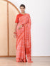MULMUL FUSION CORAL-RED BLOCK PRINTED MODAL SATIN SAREE MULMUL FUSION CORAL-RED BLOCK PRINTED MODAL SATIN SAREE