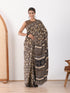 MULMUL UMBER BROWN BLOCK PRINTED MODAL SATIN SAREE MULMUL UMBER BROWN BLOCK PRINTED MODAL SATIN SAREE