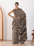 MULMUL UMBER BROWN BLOCK PRINTED MODAL SATIN SAREE MULMUL UMBER BROWN BLOCK PRINTED MODAL SATIN SAREE