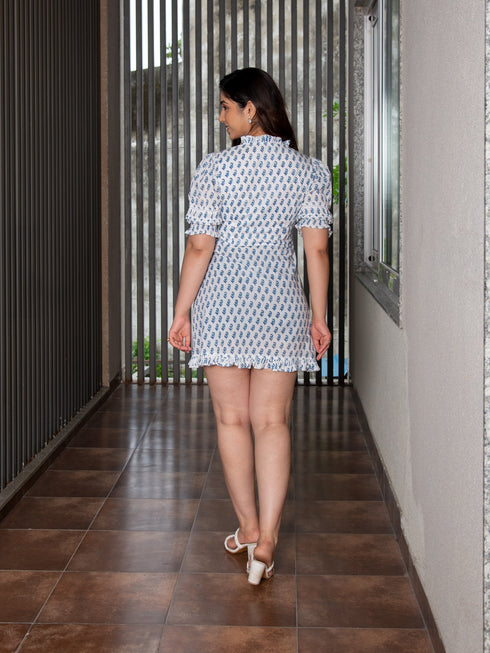 MULMUL BISHTI MOTIFS HAND BLOCK PRINTED DRESS MULMUL BISHTI MOTIFS HAND BLOCK PRINTED DRESS