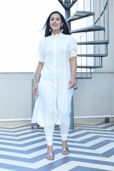 Amrah Grey Printed Cotton Kurti, Pant & Dupatta Set – Old Marigold